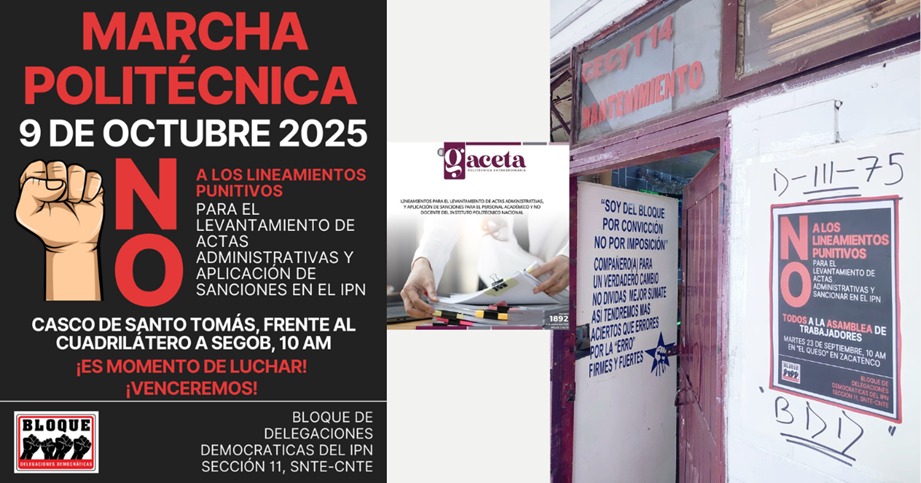 Lineamientos: una carta abierta para castigar y perseguir a los trabajadores del IPN